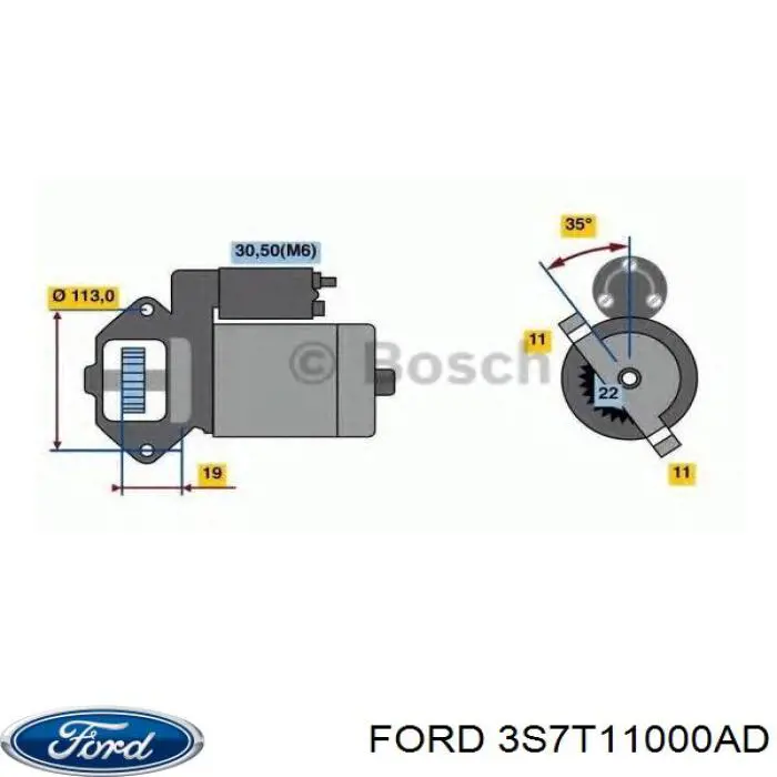 3S7T11000AD Ford motor de arranque