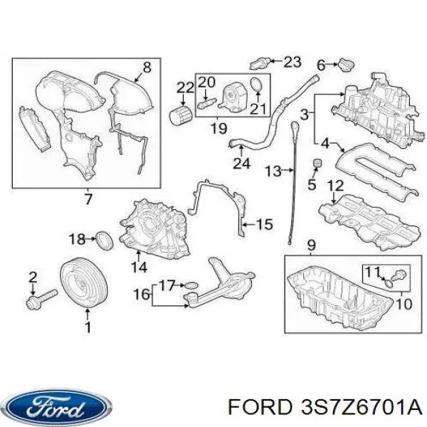 3S7Z6701A Ford anillo retén, cigüeñal