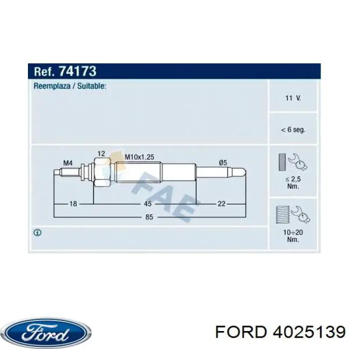 4025139 Ford bujía de precalentamiento