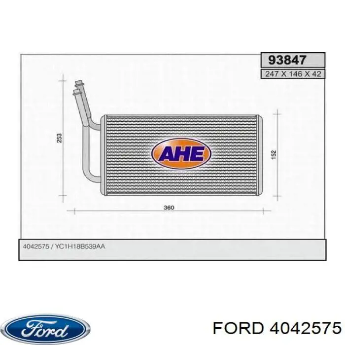 4042575 Ford radiador de calefacción