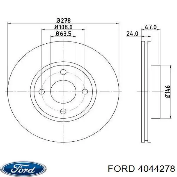 4044278 Ford freno de disco delantero