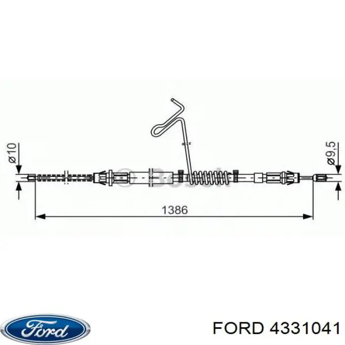 4331041 Ford cable de freno de mano trasero derecho