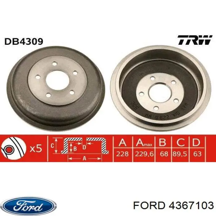 4367103 Ford freno de tambor trasero