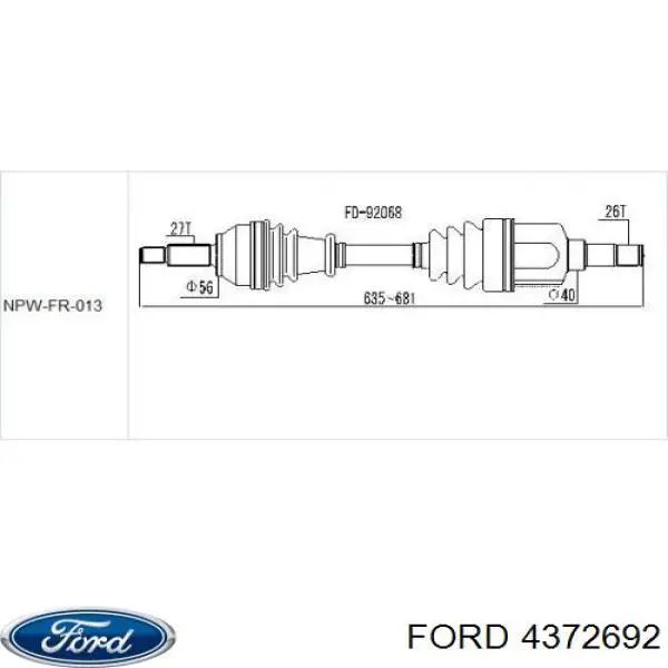 4372692 Ford árbol de transmisión delantero izquierdo