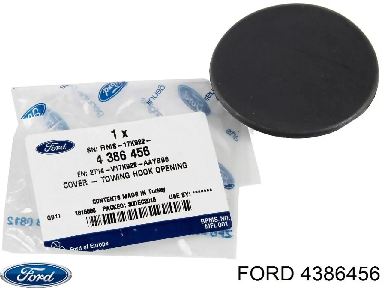 4386456 Ford cobertura de parachoques, enganche de remolque, trasera