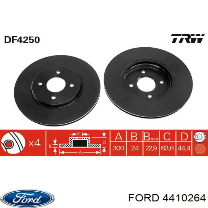 4410264 Ford disco de freno delantero