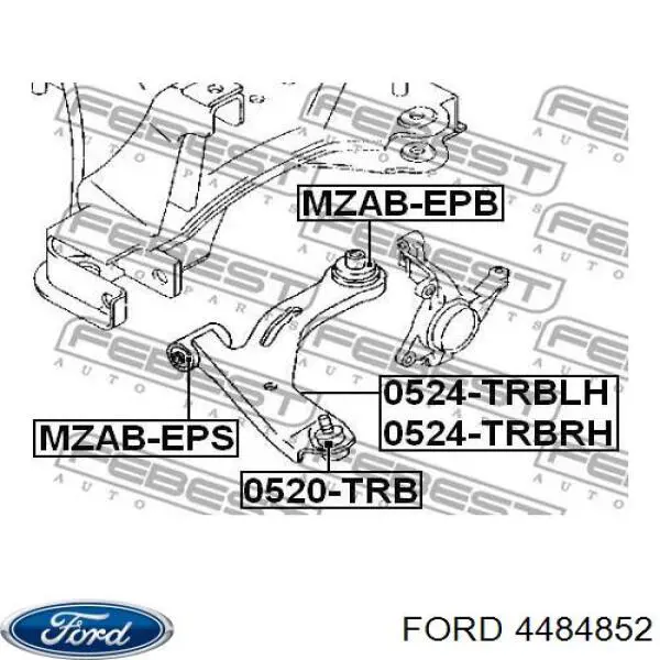 4484852 Ford barra oscilante, suspensión de ruedas delantera, inferior derecha