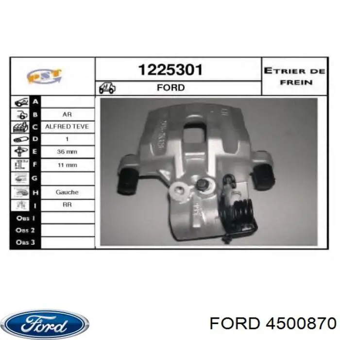 4500870 Ford pinza de freno trasera izquierda