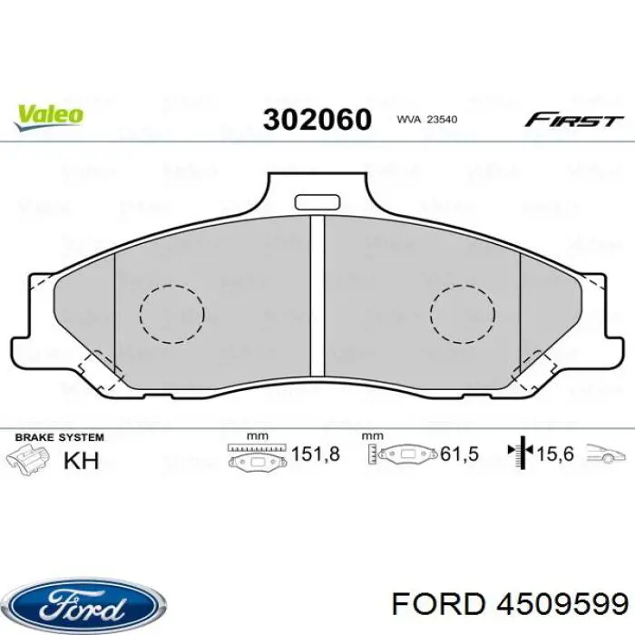 Pastillas de freno 4509599 Ford