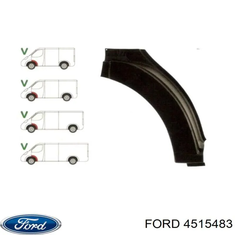 Arco de rueda, panel lateral, izquierdo para Ford Transit (V347/8)