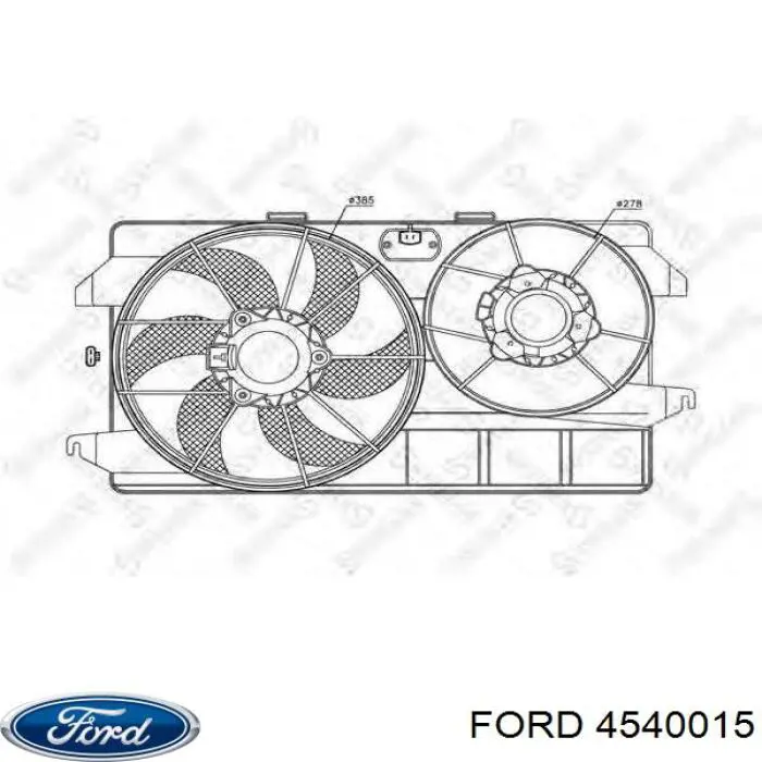 4540015 Ford difusor de radiador, ventilador de refrigeración, condensador del aire acondicionado, completo con motor y rodete