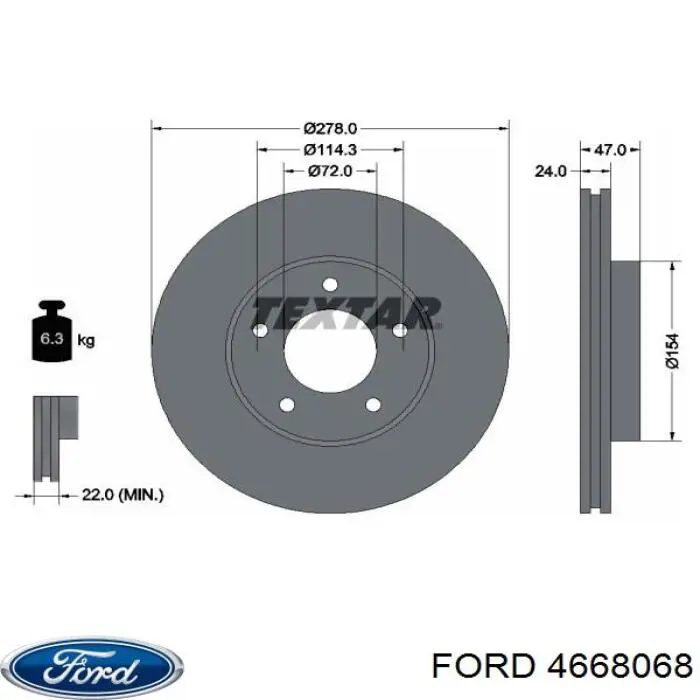 4668068 Ford disco de freno delantero