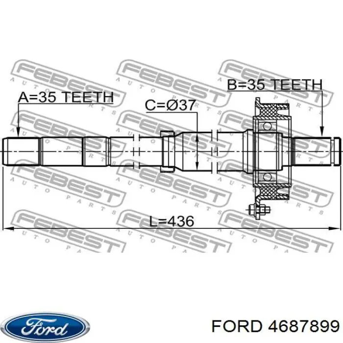 4687899 Ford semieje de transmisión intermedio