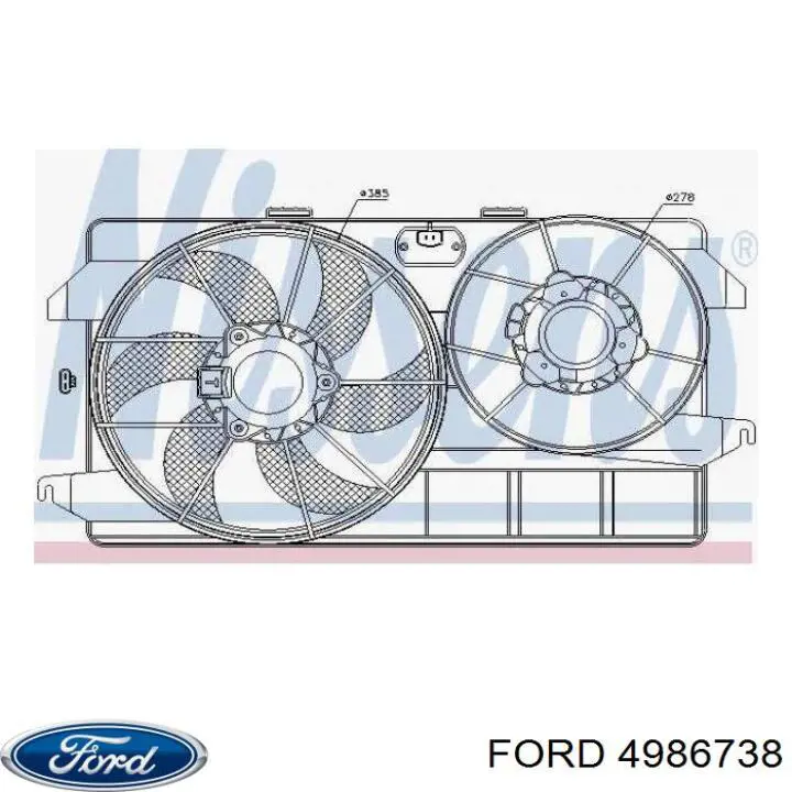 4986738 Ford difusor de radiador, ventilador de refrigeración, condensador del aire acondicionado, completo con motor y rodete