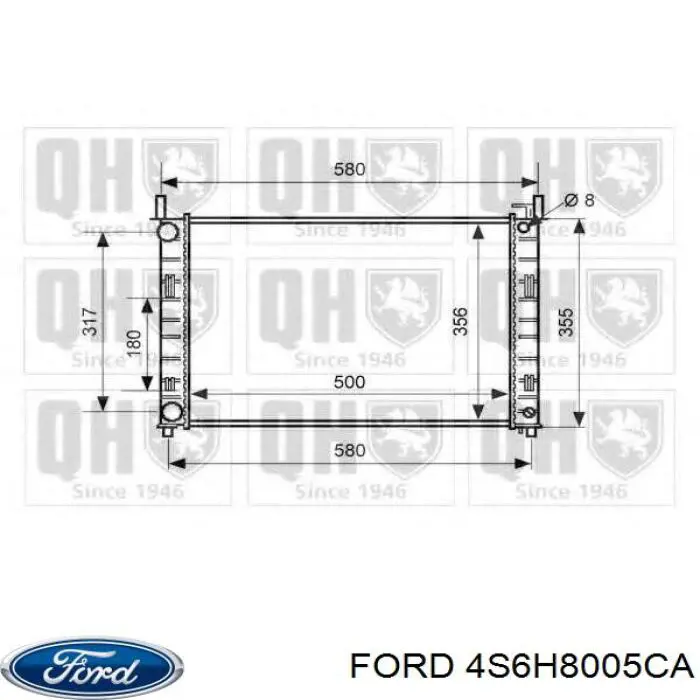 Radiador 4S6H8005CA Ford