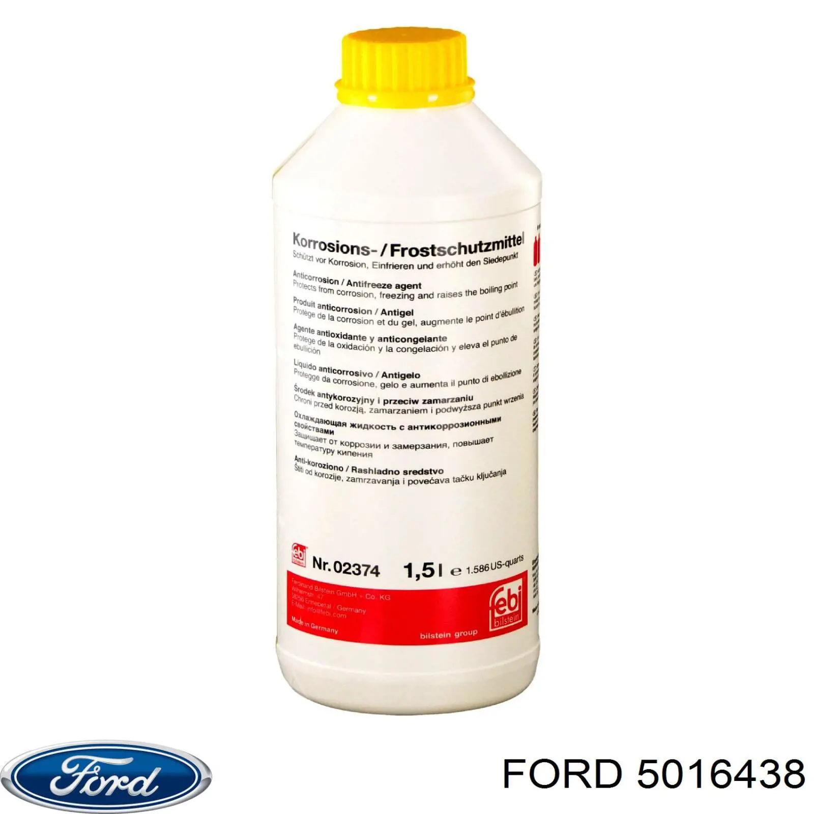 Líquido anticongelante Ford Korrosions-Frostschutzmittel 1.5L Amarillo (5016438)