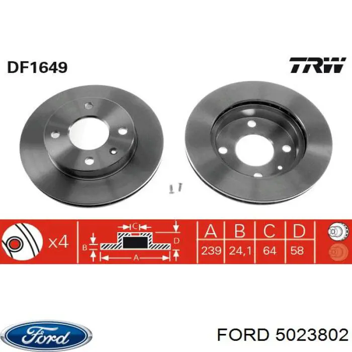 5023802 Ford disco de freno delantero