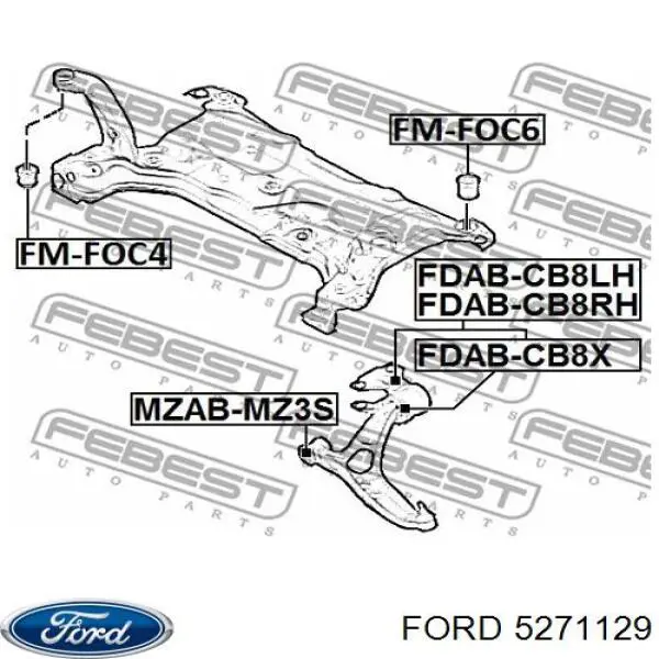 5271129 Ford barra oscilante, suspensión de ruedas delantera, inferior derecha