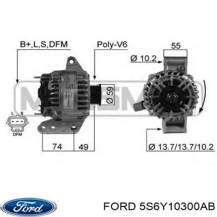 5S6Y10300AB Ford alternador