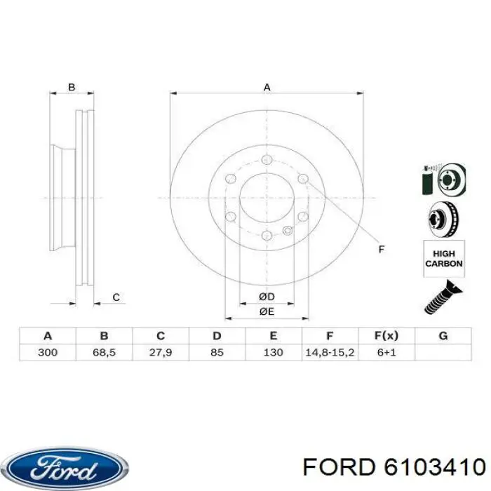 61034.10 Ford freno de disco delantero