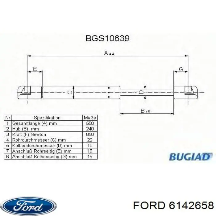 6142658 Ford Amortiguador de porton