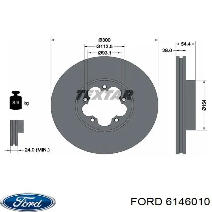 6146010 Ford juego de cojinetes de cigüeñal, cota de reparación +0,50 mm