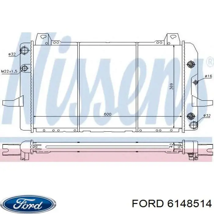 6148514 Ford radiador refrigeración del motor