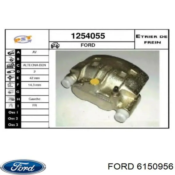 86VB2B121AA Ford pinza de freno delantera izquierda