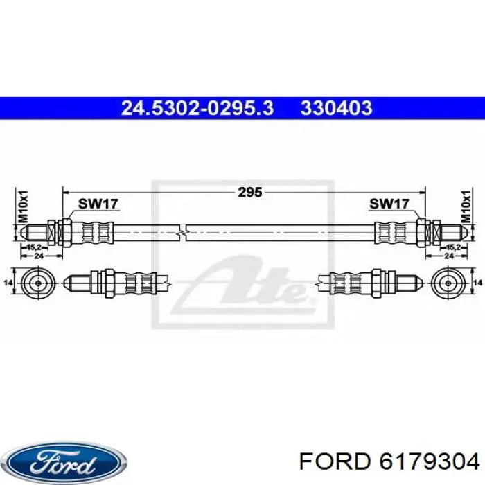6179304 Ford latiguillo de freno trasero