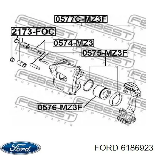 6186923 Ford juego de reparación, pinza de freno delantero