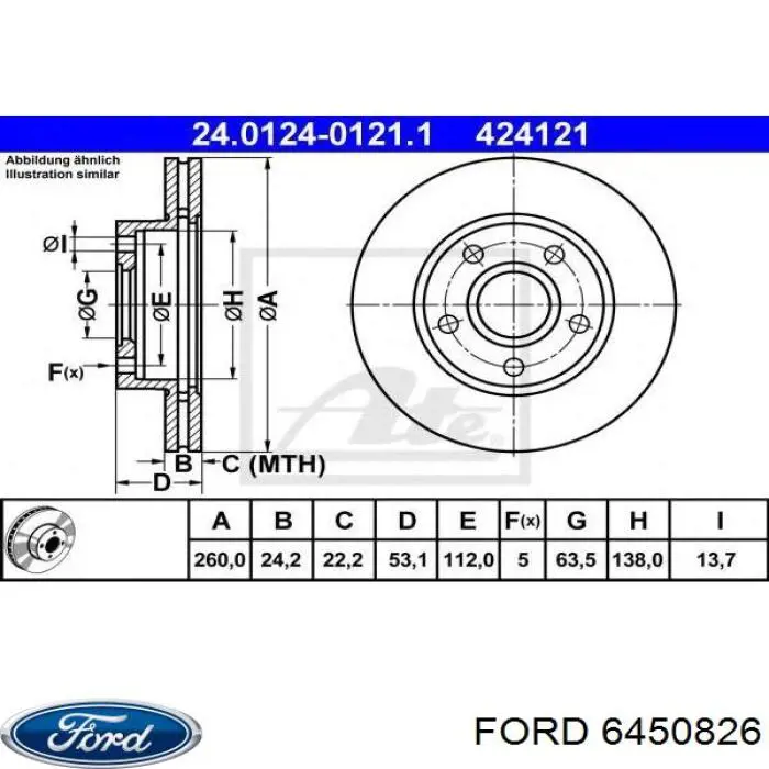 6450826 Ford disco de freno delantero