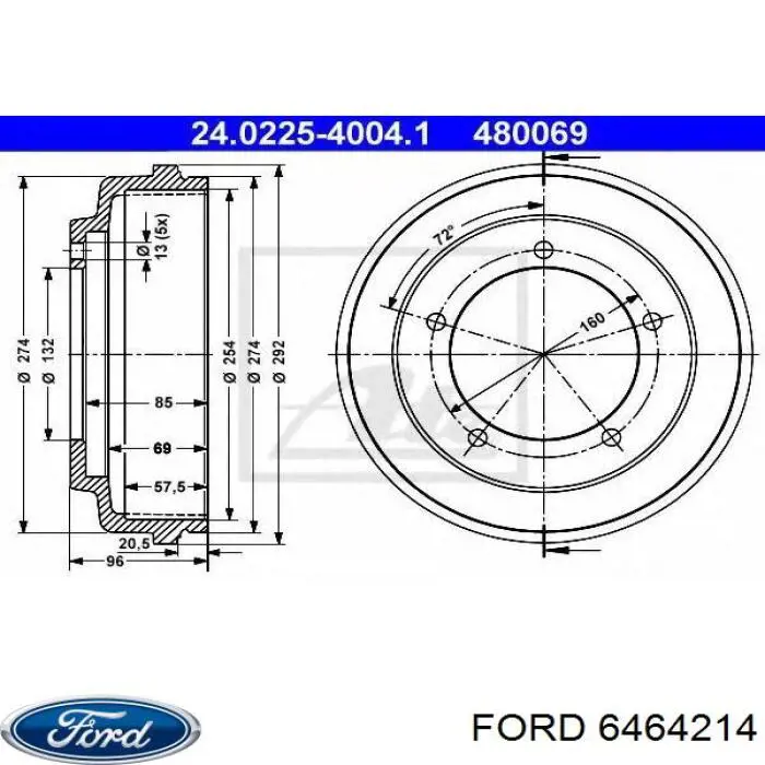 Tambor de freno trasero Ford 6464214 precio, desde 55,23 EUR