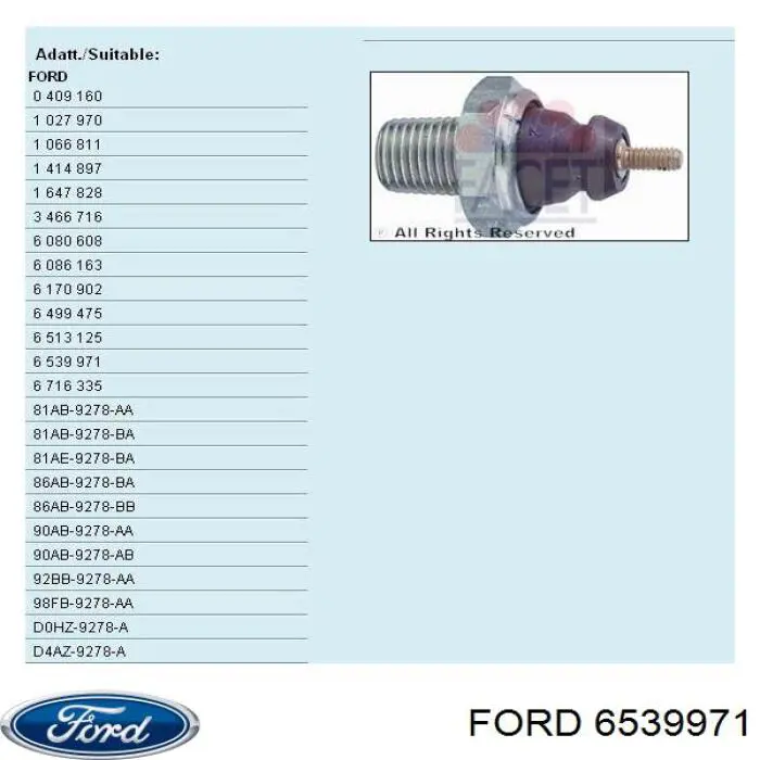 6539971 Ford sensor de presión de aceite