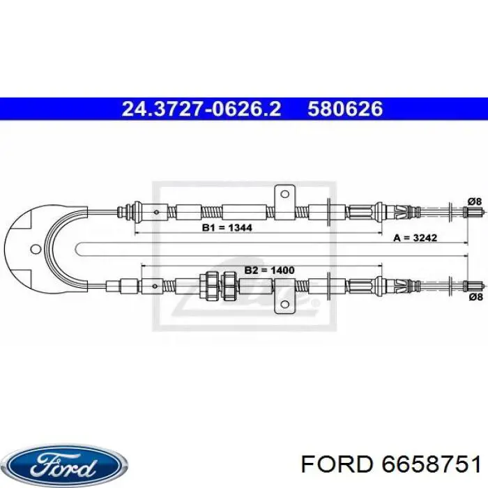 6658751 Ford cable de freno de mano trasero derecho/izquierdo