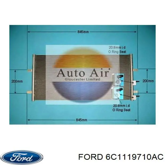 6C1119710AC Ford condensador aire acondicionado