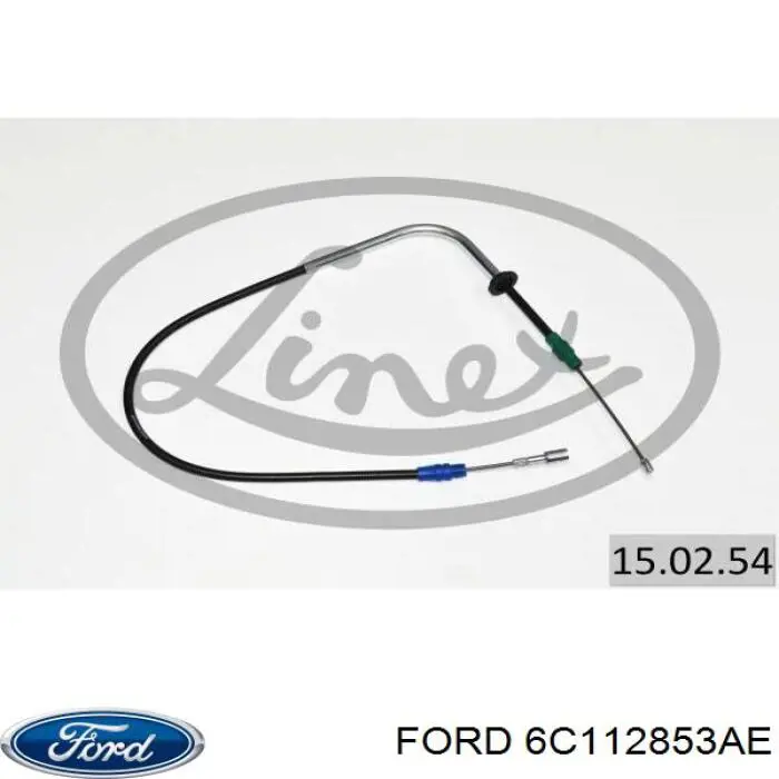 6C112853AE Ford cable de freno de mano delantero