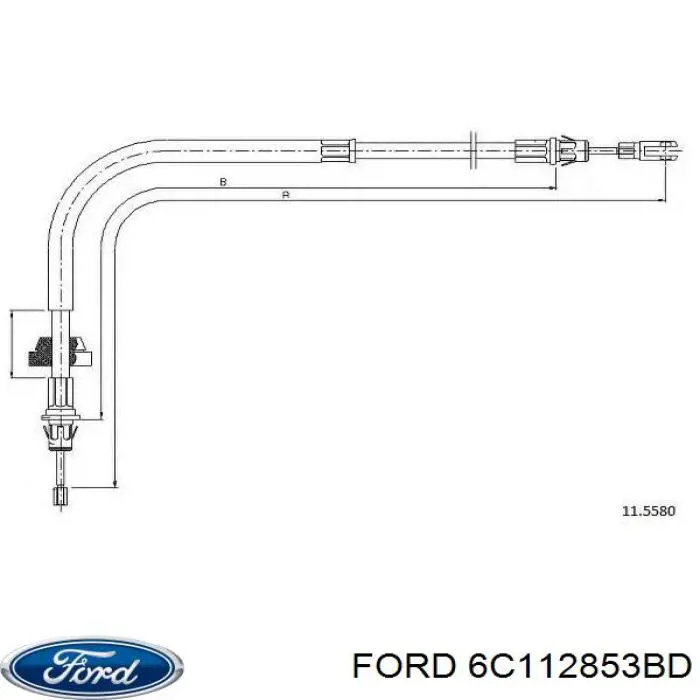 6C112853BD Ford cable de freno de mano delantero