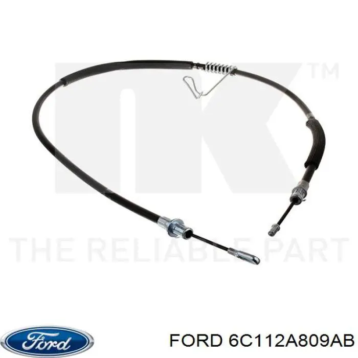 6C112A809AB Ford cable de freno de mano trasero izquierdo