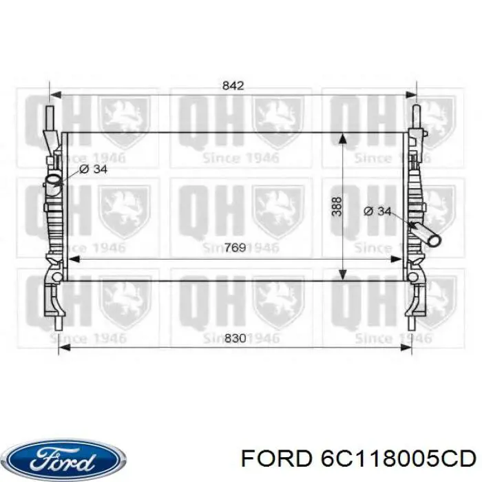 Radiador de água Ford 6C118005CD