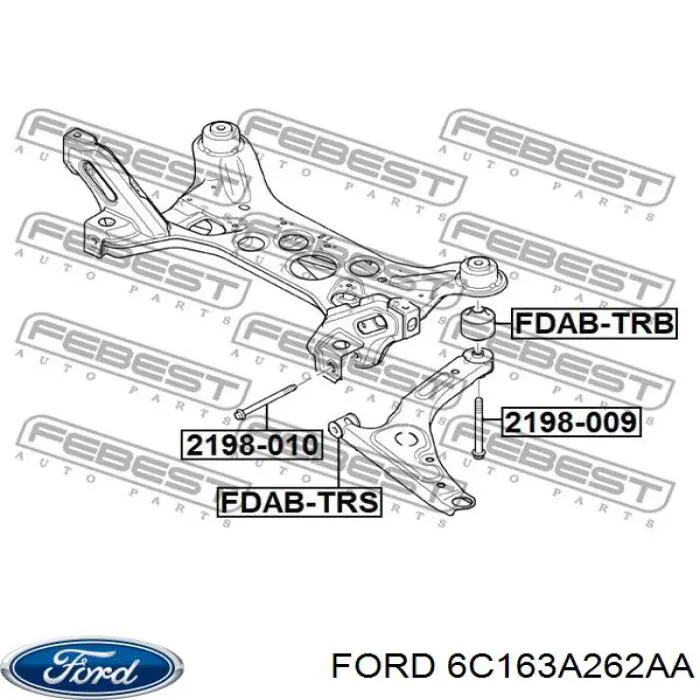Silentblock del brazo de suspensión 6C163A262AA Ford
