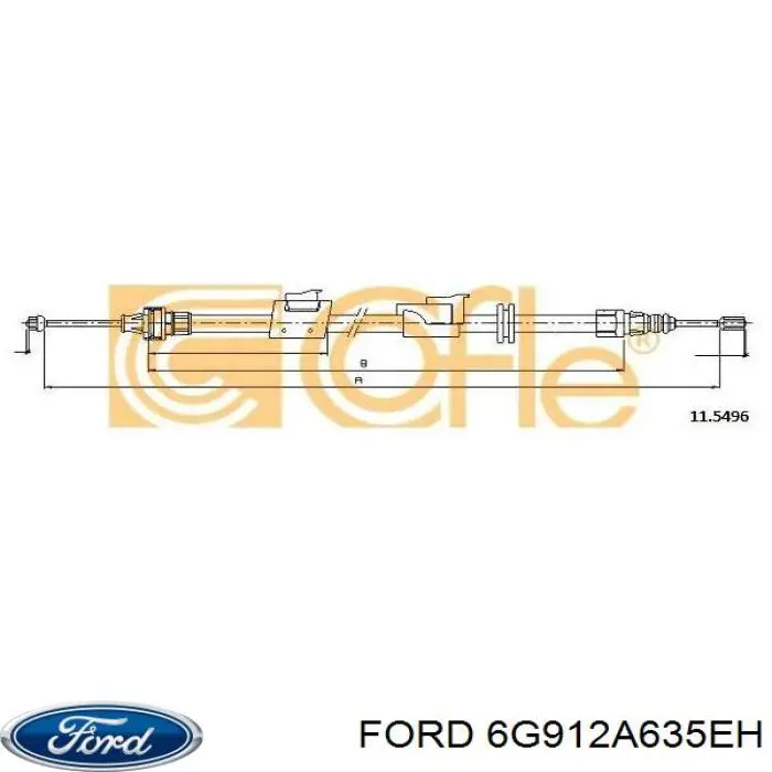 6G912A635EH Ford cable de freno de mano trasero izquierdo