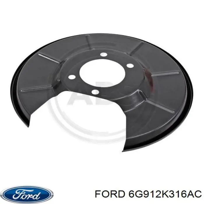 6G912K316AC Ford chapa protectora contra salpicaduras, disco de freno trasero derecho