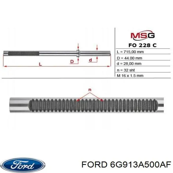 6G913A500AF Ford cremallera de dirección