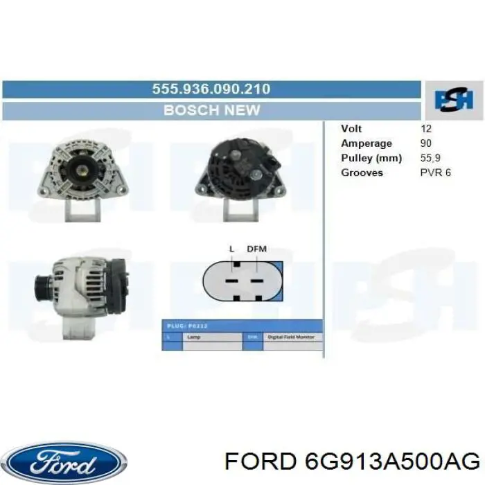 6G913A500AG Ford cremallera de dirección