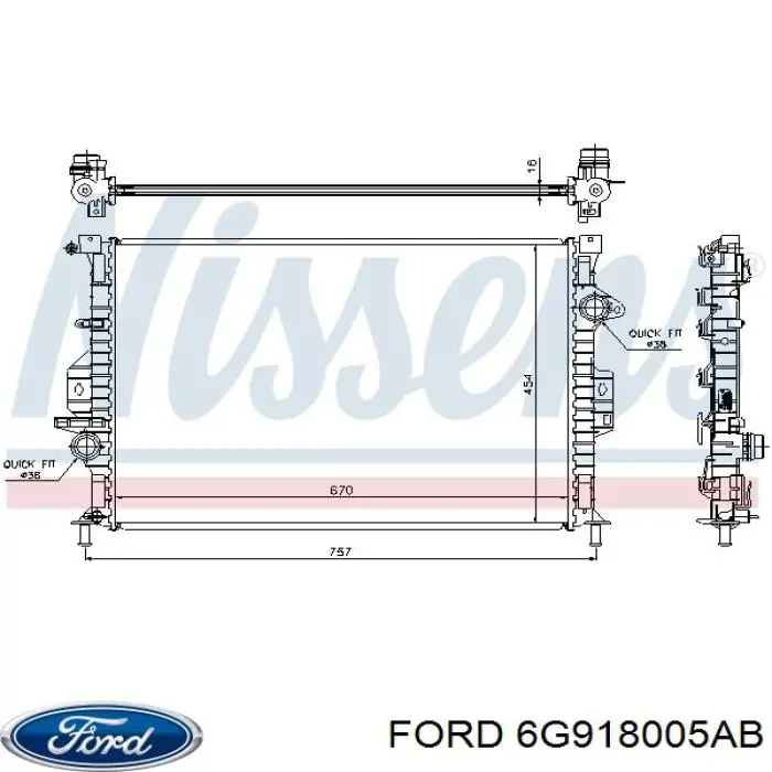 6G918005AB Ford radiador