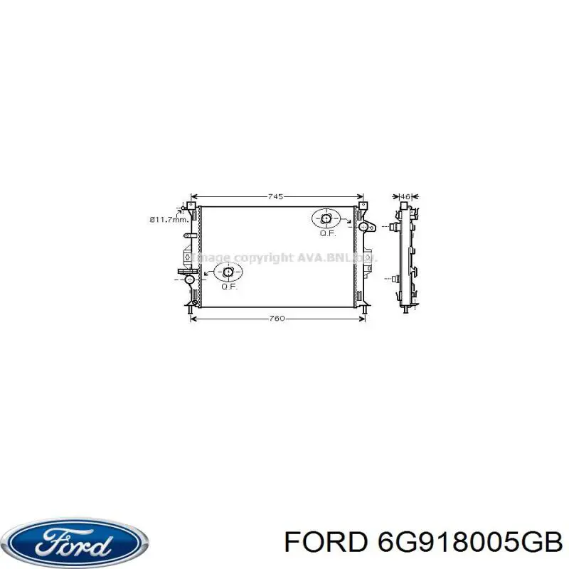 6G918005GB Ford radiador