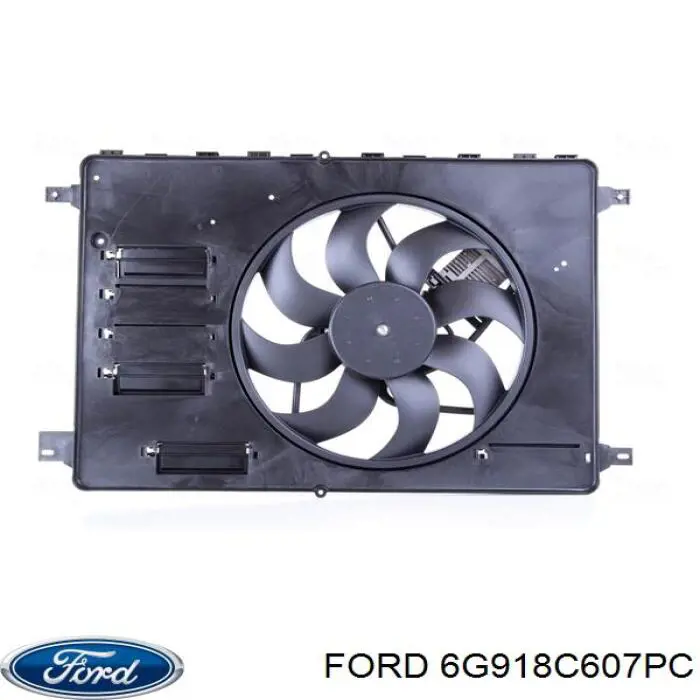 6G918C607PC Ford difusor de radiador, ventilador de refrigeración, condensador del aire acondicionado, completo con motor y rodete