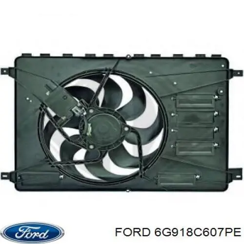 6G918C607PE Ford difusor de radiador, ventilador de refrigeración, condensador del aire acondicionado, completo con motor y rodete