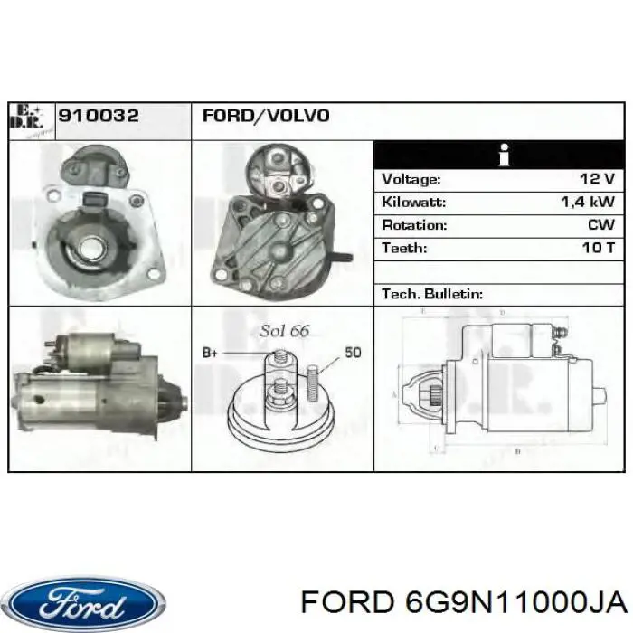 Comprar 6G9N11000JA Ford Motores de arranque