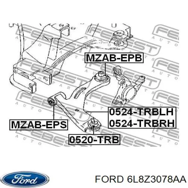 6L8Z3078AA Ford Brazo inferior derecho de la suspensión delantera